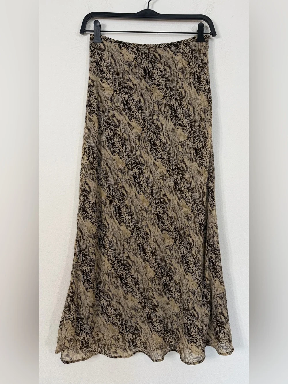 Vintage Ann Taylor Silk Two Piece Skirt Set Brown Snakeskin Cami Midi Size 2/4 - Picture 10 of 16